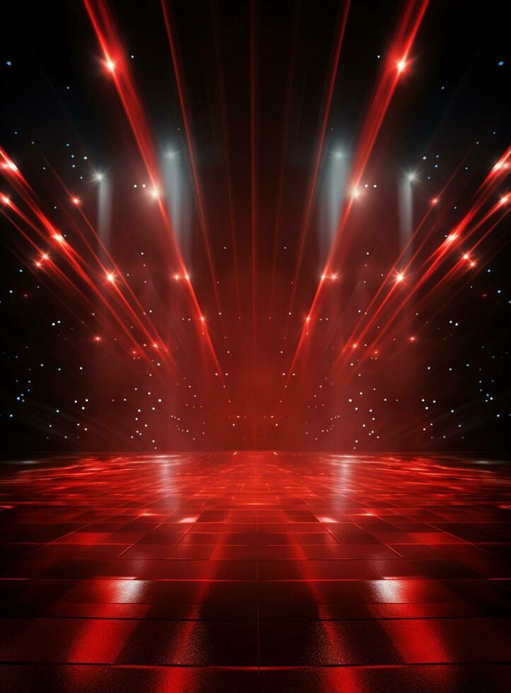 Ai Generative Backdrop Red Spotlights For Flyers, Banner and Backgrounds realistic image ultra hd high design photo