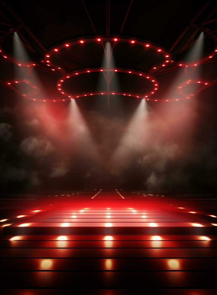 Ai Generative Backdrop Red Spotlights For Flyers, Banner and Backgrounds realistic image ultra hd high design photo