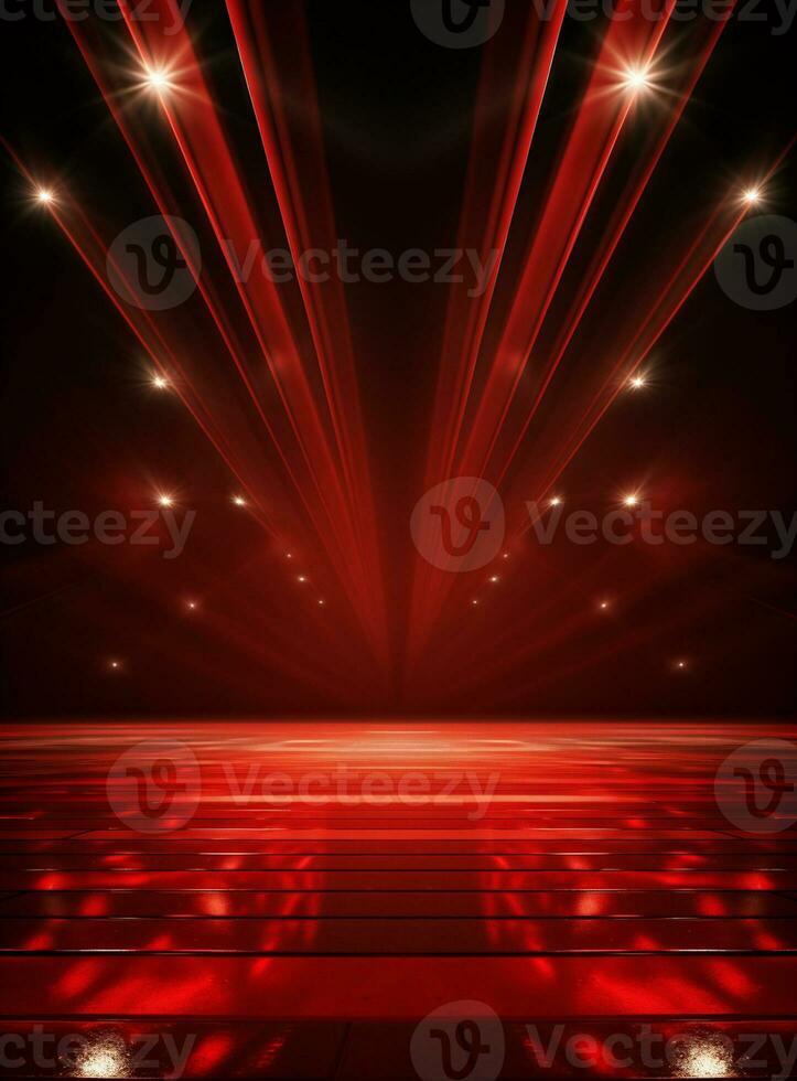 Ai Generative Backdrop Red Spotlights For Flyers, Banner and Backgrounds realistic image ultra hd high design photo