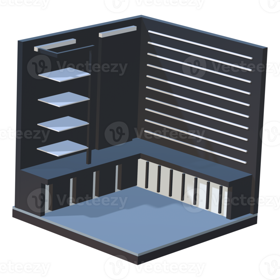 isto minimalista 3d cabine é perfeito para uma Alto fim moda boutique. isto é moderno e à moda, e vai faço seu loja Veja Está melhor png