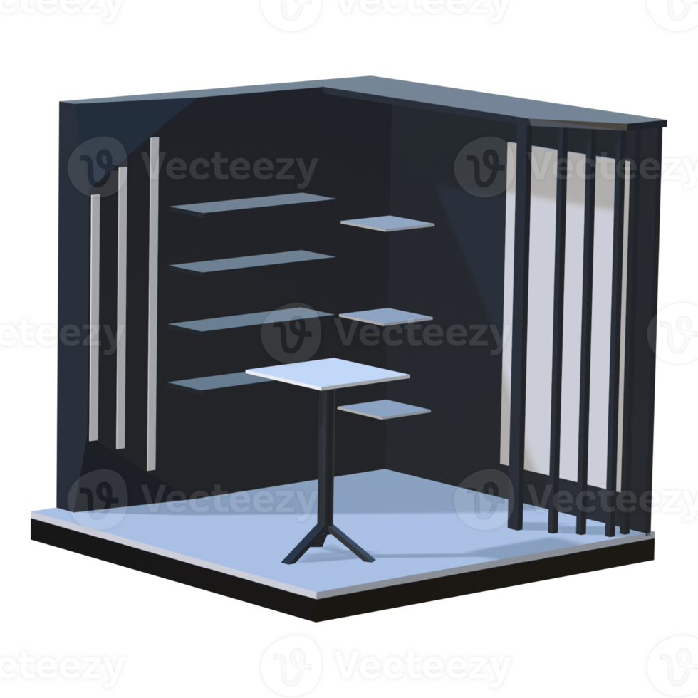 This minimalist 3d booth is perfect for a high end fashion boutique. It is modern and stylish, and will make your store look its best png