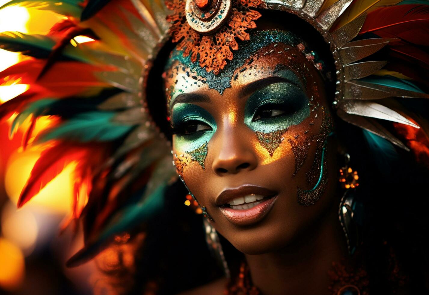 Ai Generative A vibrant collection of images capturing the energy and excitement of Brazil's carnival and samba culture from colorful costumes and masks photo