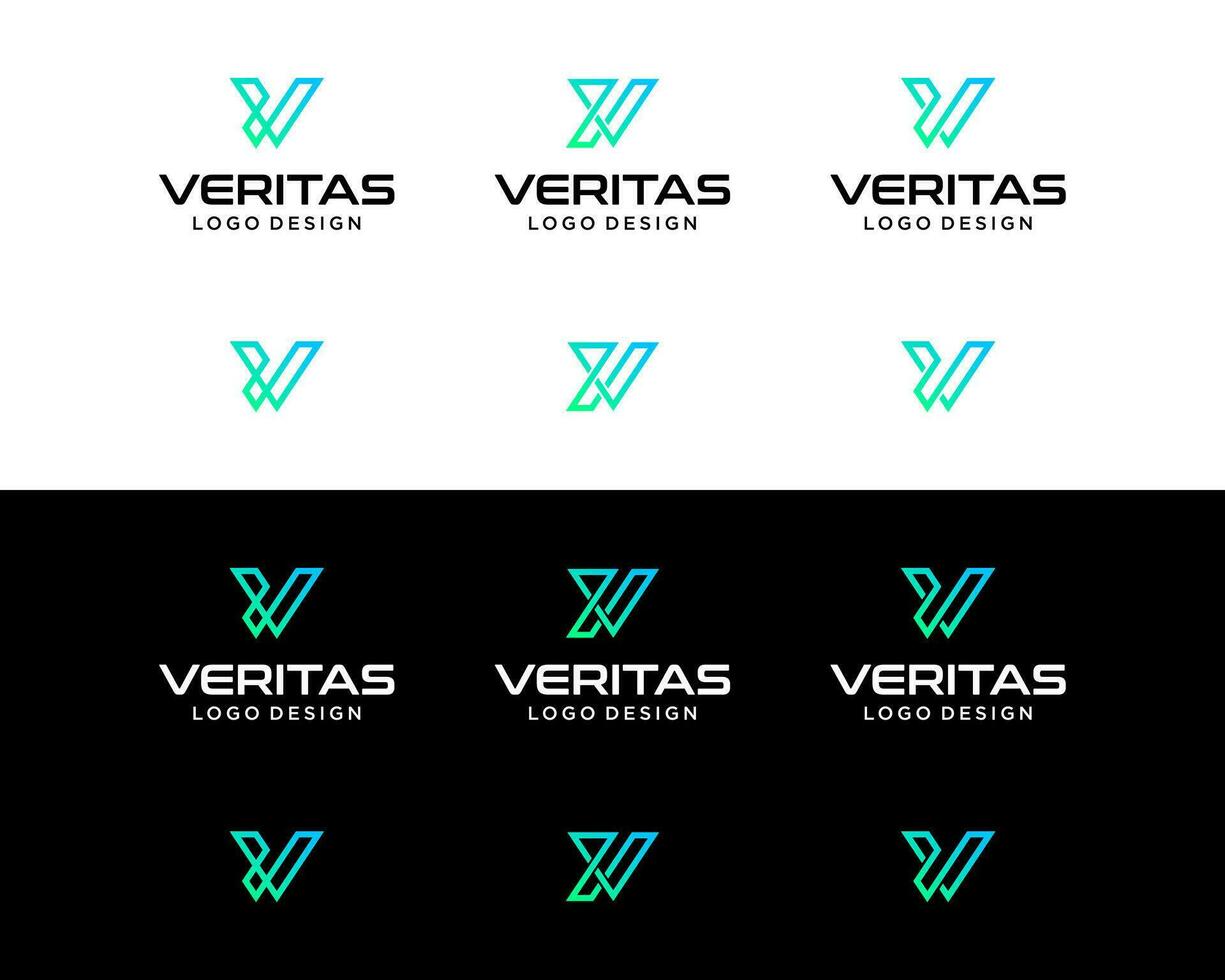 Letter V monogram simple geometric line technology logo design. vector
