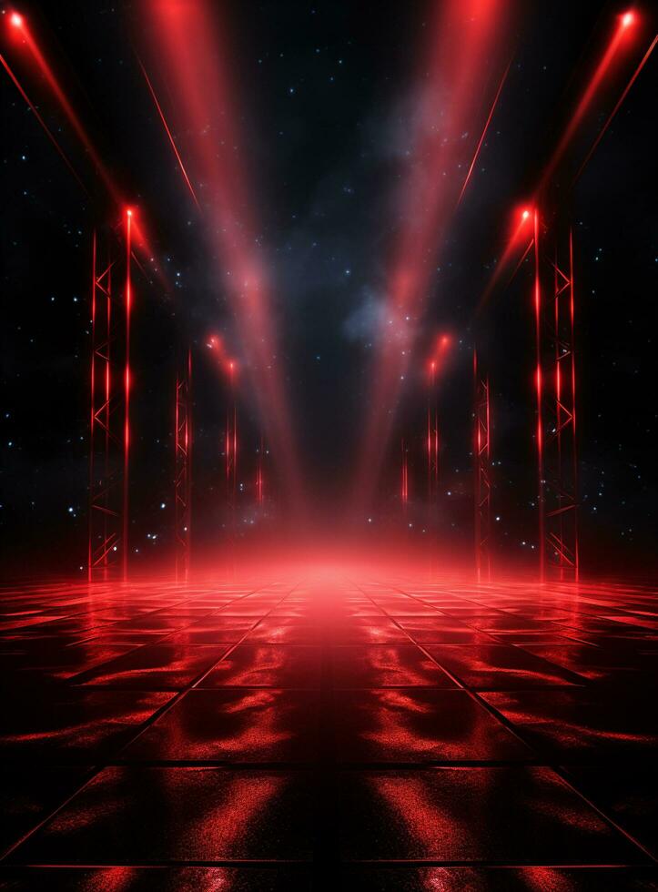 Ai Generative Backdrop Red Spotlights For Flyers, Banner and Backgrounds realistic image ultra hd high design photo