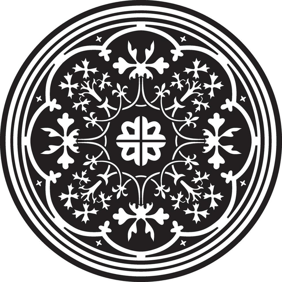 Vector monochrome round ornament of Ancient Greece and Roman Empire. Classic circle with a pattern of European peoples. Meander frame