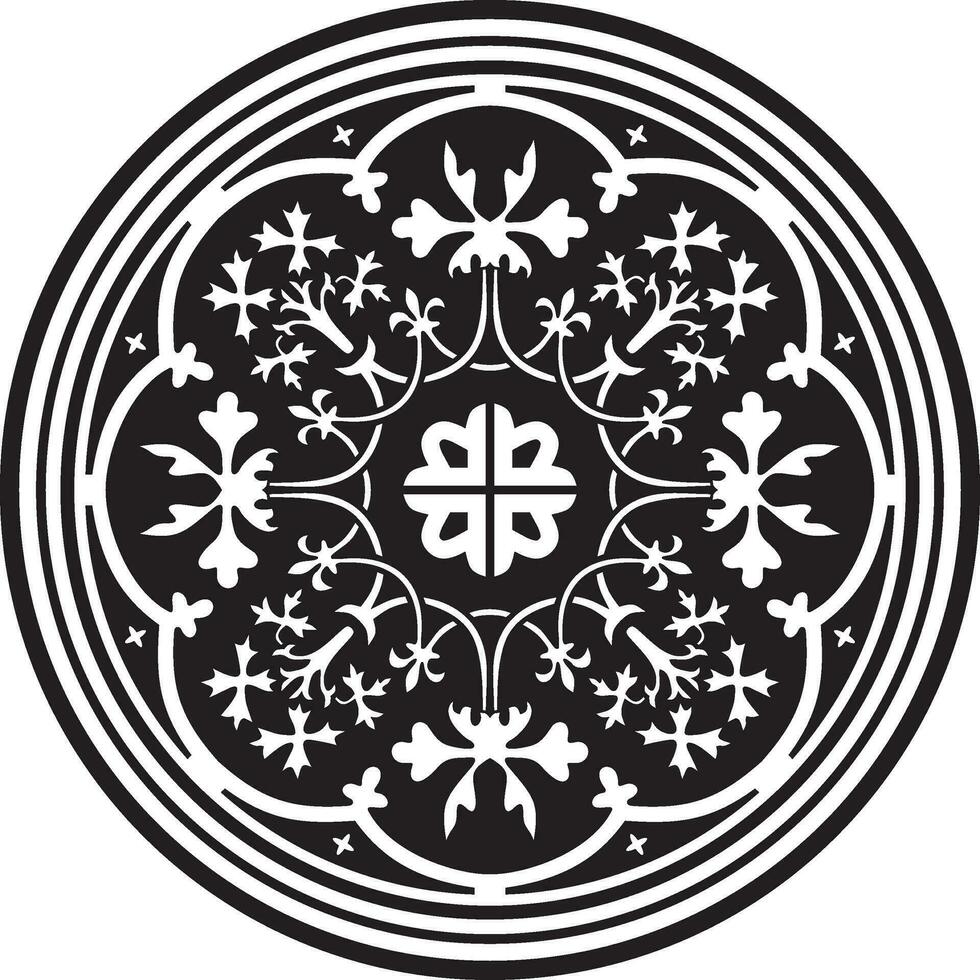 Vector monochrome round ornament of Ancient Greece and Roman Empire. Classic circle with a pattern of European peoples. Meander frame