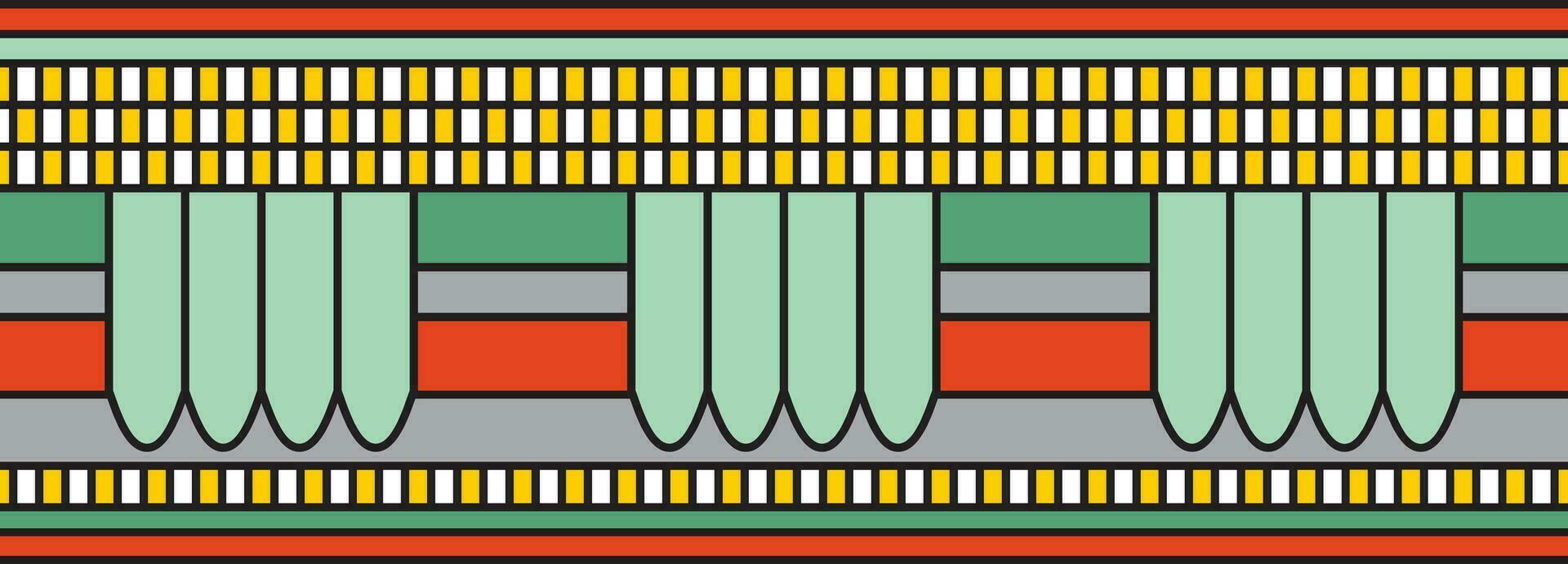 Vector colorful seamless Egyptian border. Endless Ornaments of Ancient Egypt. Geometric African frame