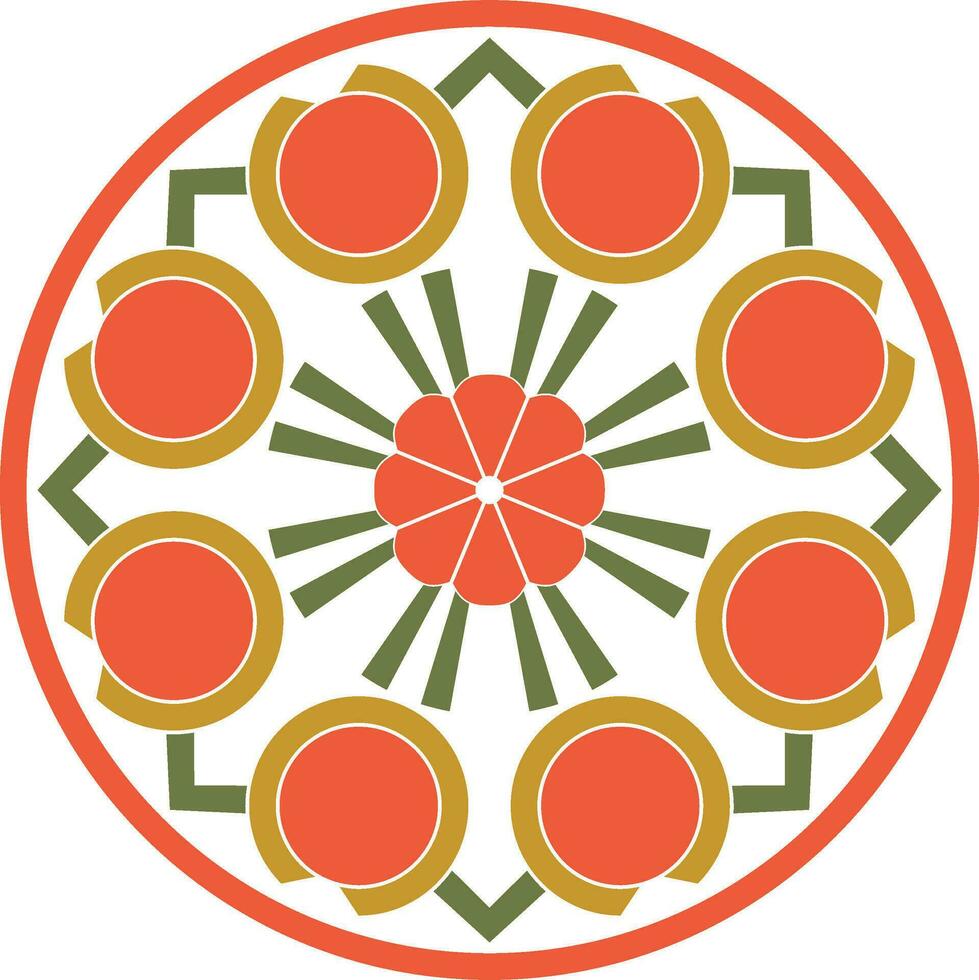 Vector colored round Turkish ornament. Endless Ottoman national circle