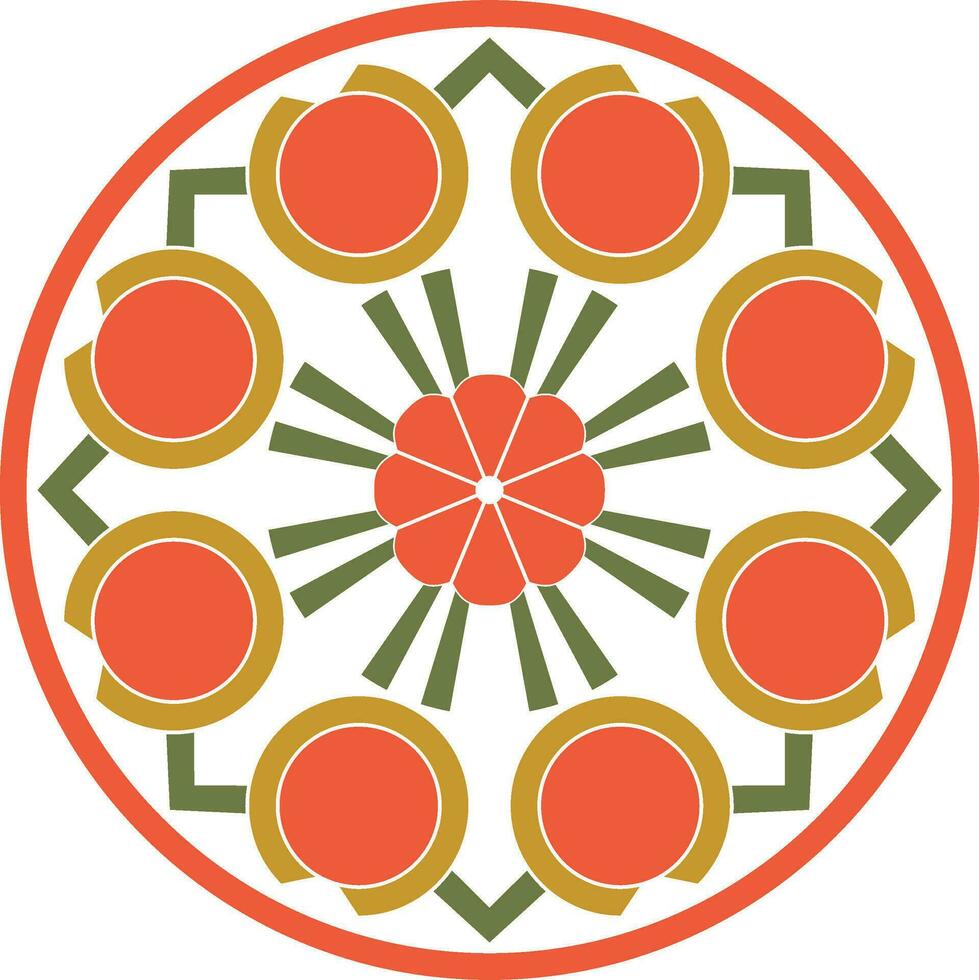 Vector colored round Turkish ornament. Endless Ottoman national circle