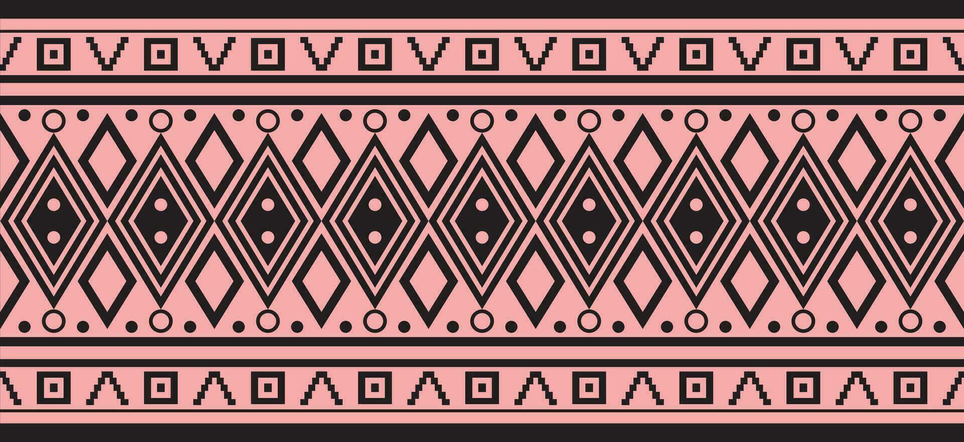 Vector pink and black seamless Indian patterns. National seamless ornaments, borders, frames. colored decorations of the peoples of South America, Maya, Inca, Aztecs.