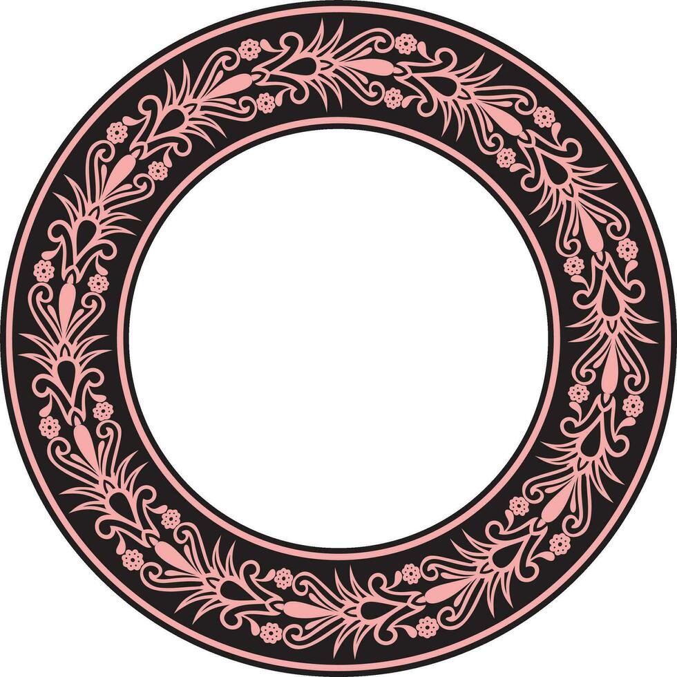 .Vector pink seamless round Egyptian ornament. Infinite circle, ring, border, Ancient Egypt frame vector