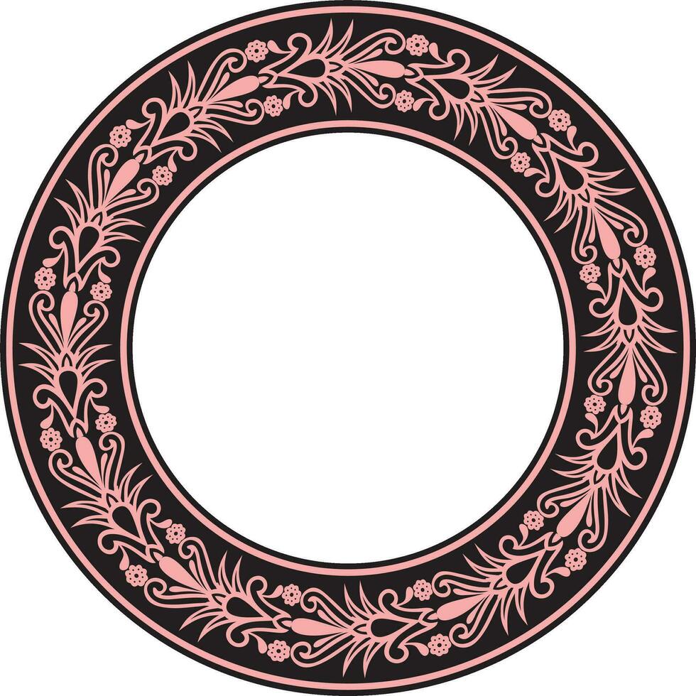 .Vector pink seamless round Egyptian ornament. Infinite circle, ring, border, Ancient Egypt frame vector