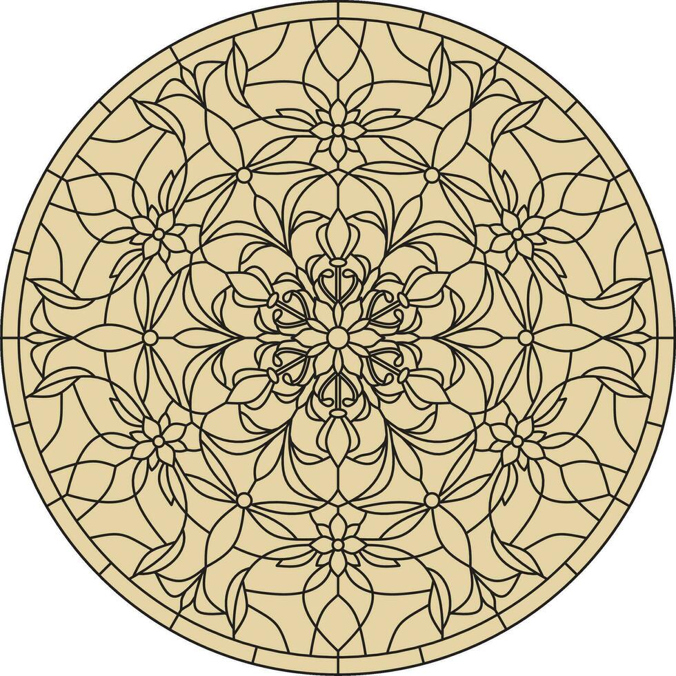 vector redondo dorado clásico ornamento. un circulo con un negro modelo. techo decoración, antiguo Roma, Grecia