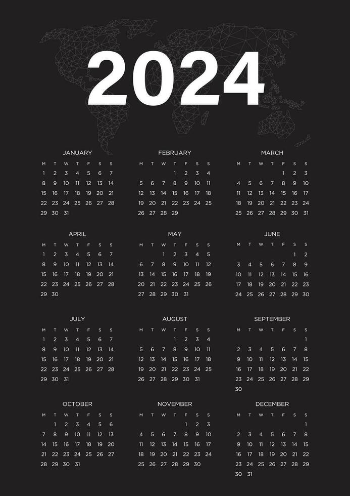 2024 calendar design vector. Print ready template. vector