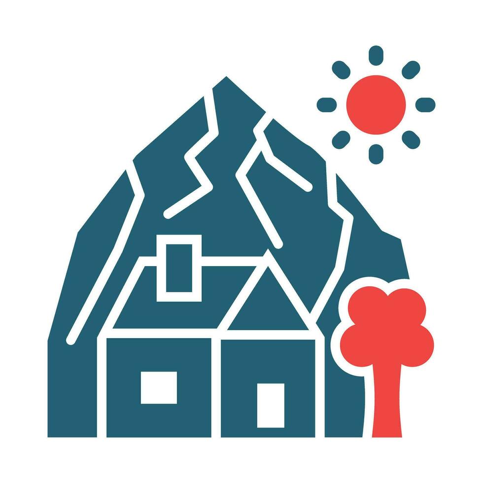 Mountain House Vector Glyph Two Color Icon For Personal And Commercial Use.