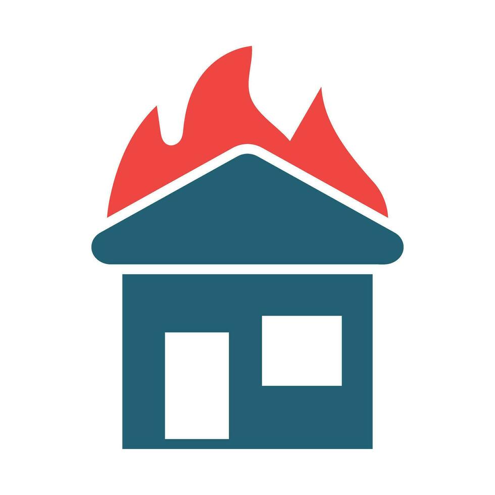 Burning House Vector Glyph Two Color Icon For Personal And Commercial Use.