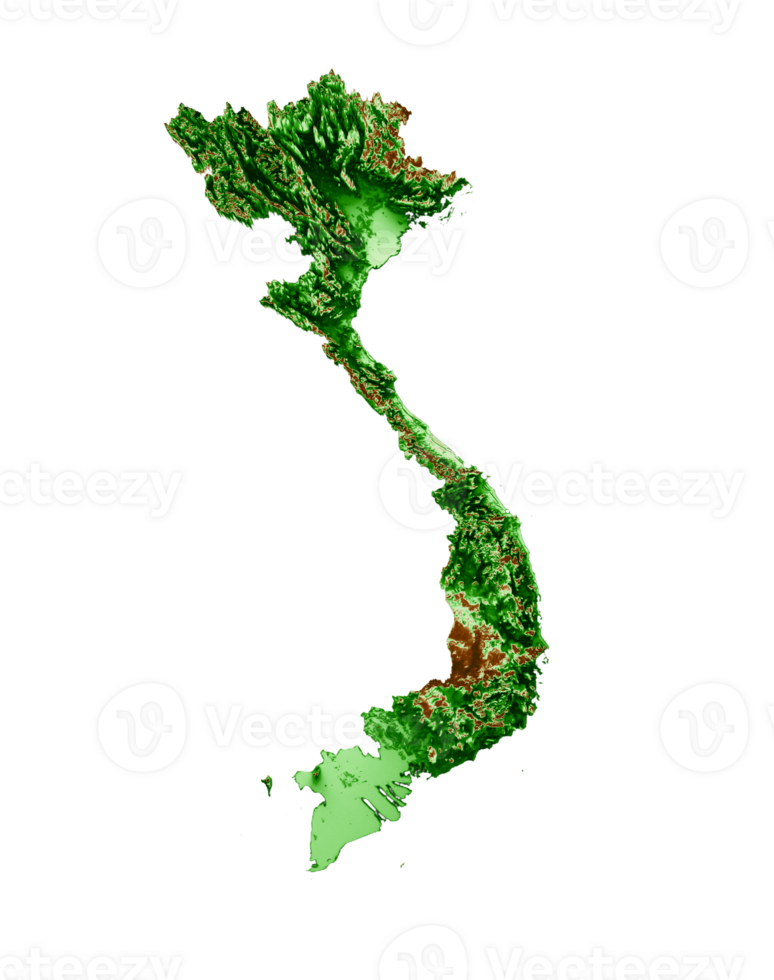 Vietnam Topographic Map 3d realistic map Color 3d illustration png