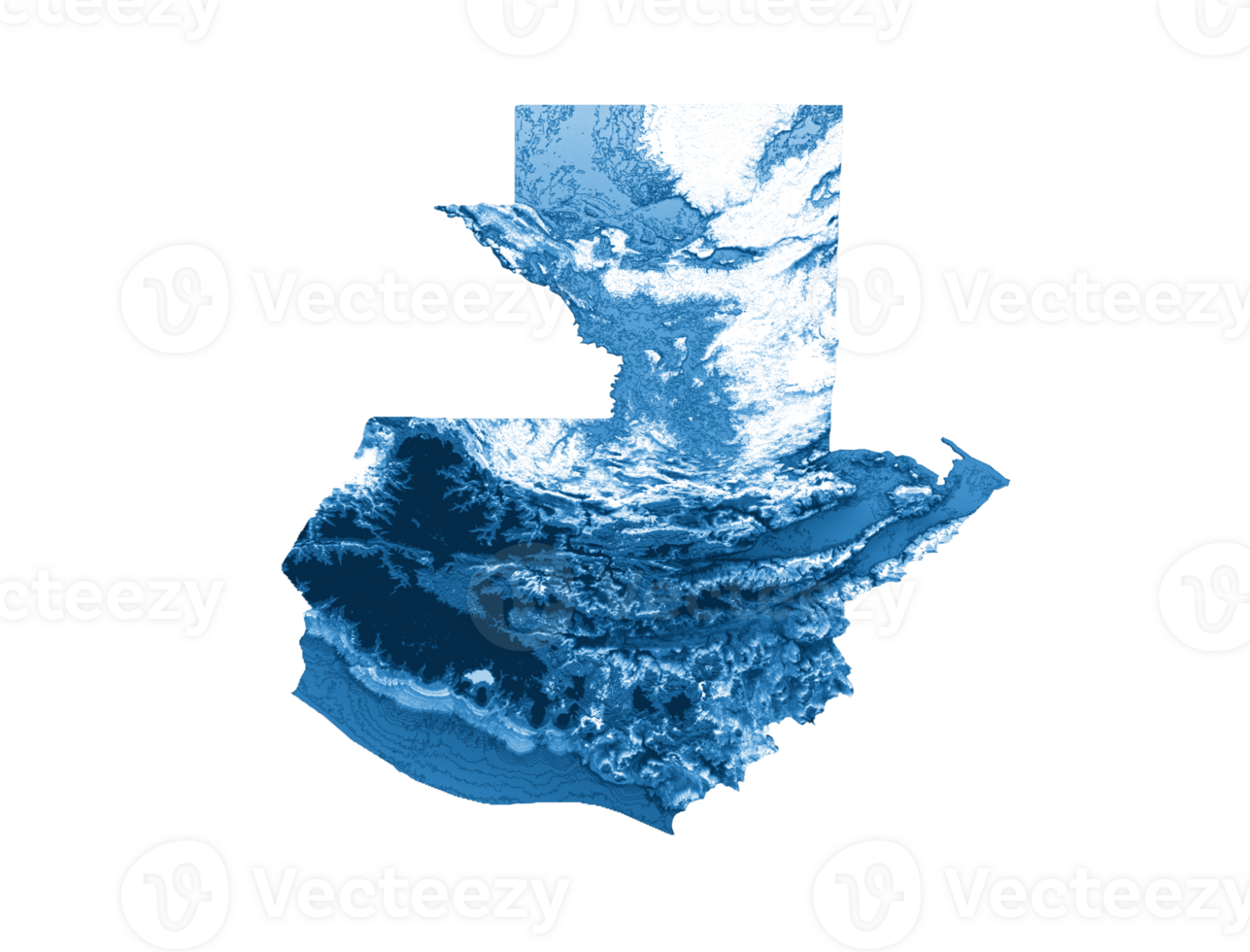 Guatemala map with the flag Colors Blue and White Shaded relief map 3d illustration png