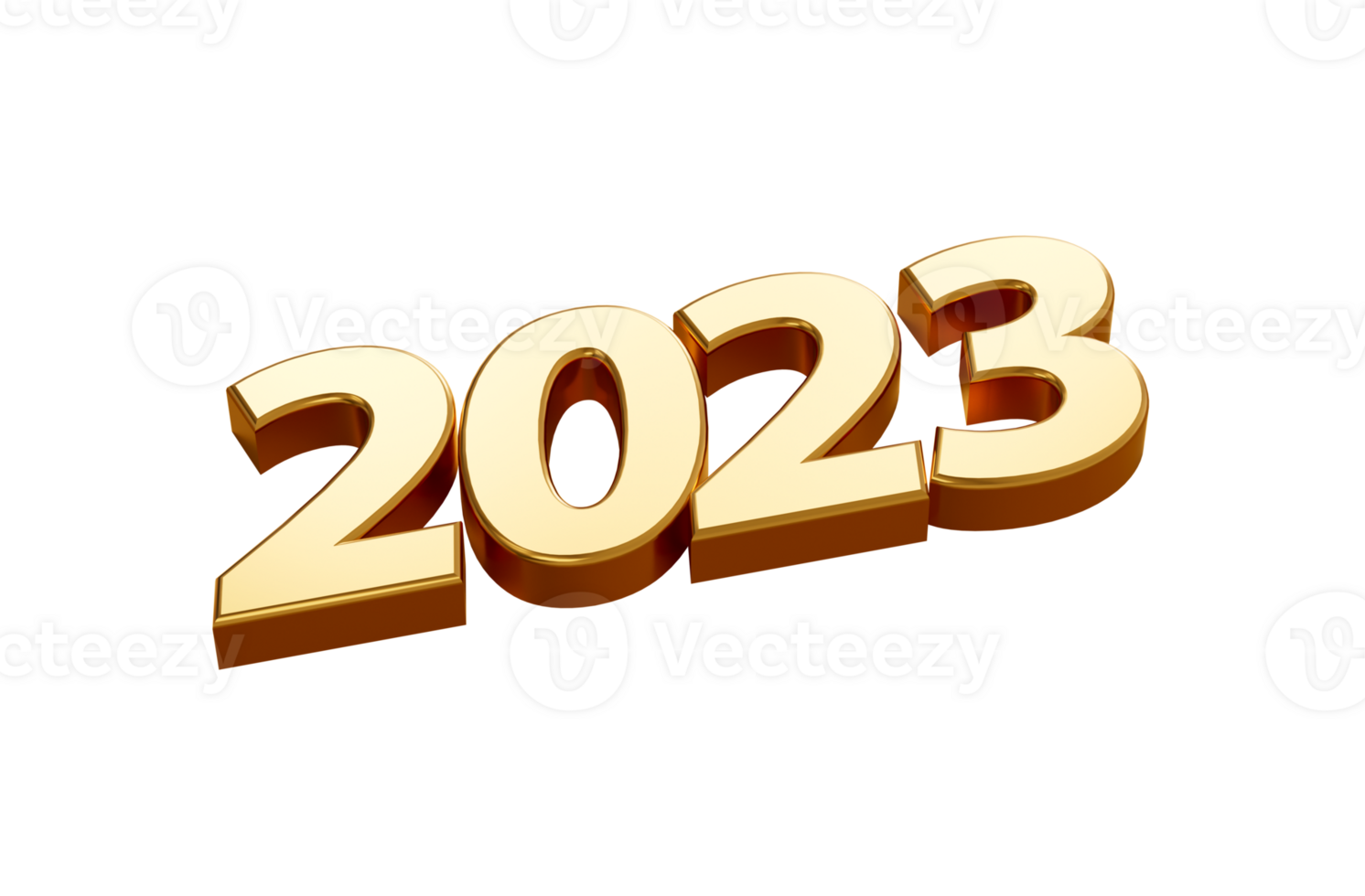2023 Years sign golden metallic Happy New Year 3d illustration png