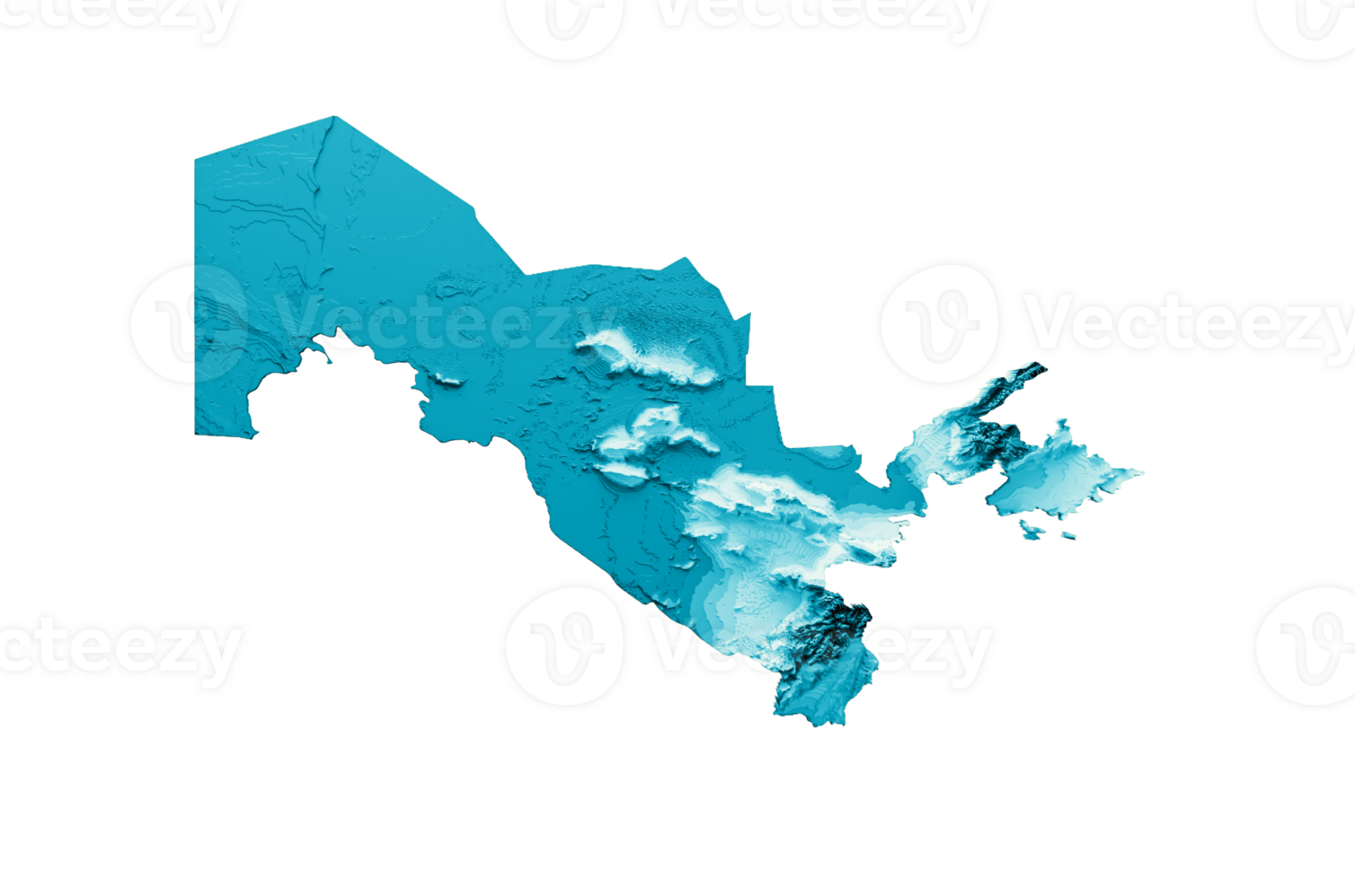 Uzbekistan Map Uzbekistan Flag Shaded relief Color Height map 3d illustration png