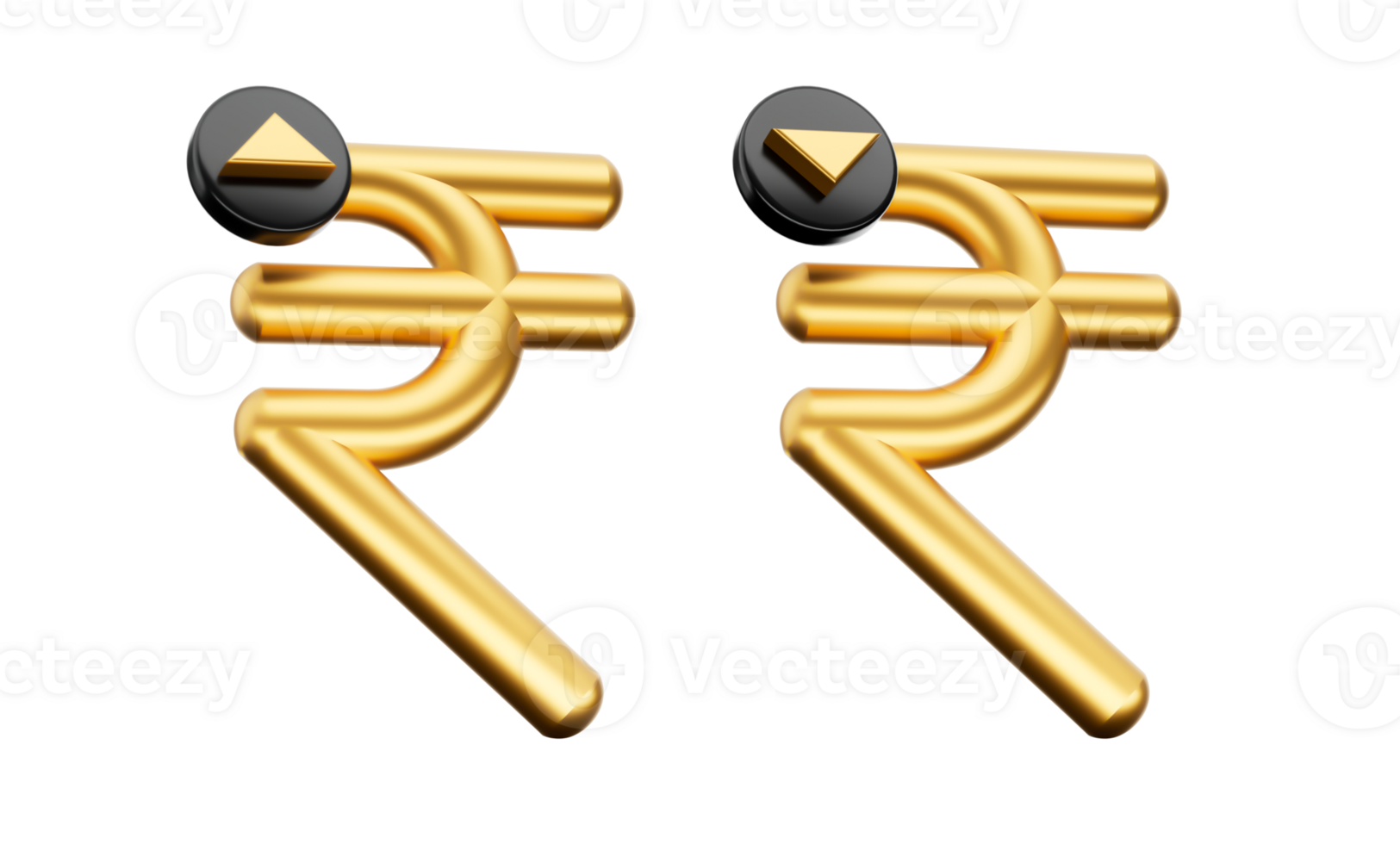 3d Gold Shiny Indian Rupee Symbol, Increase Decrease Icon, 3d Illustration png