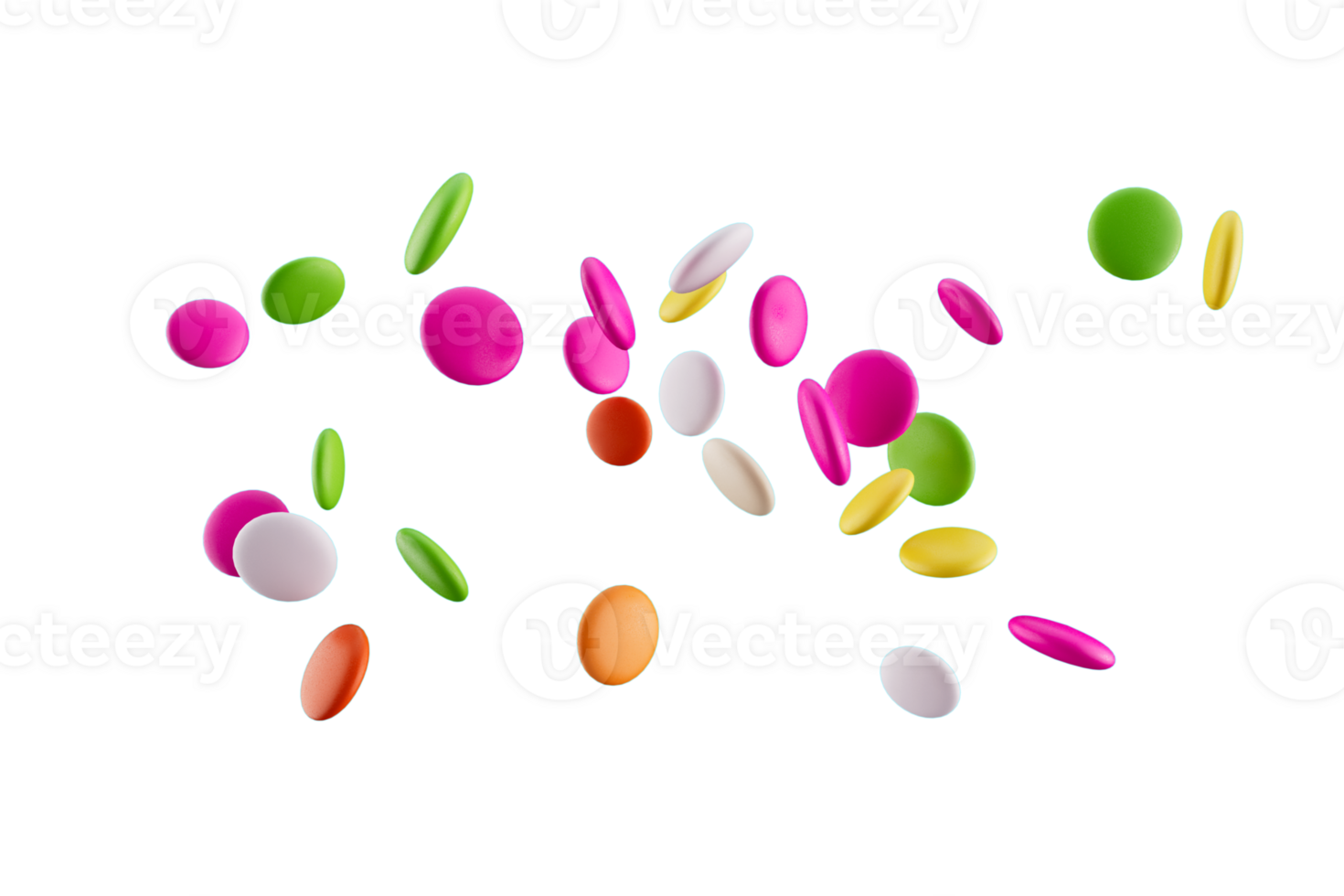 Colorful Sugar Candies, 3d Rainbow Candy Beans, 3d illustration png