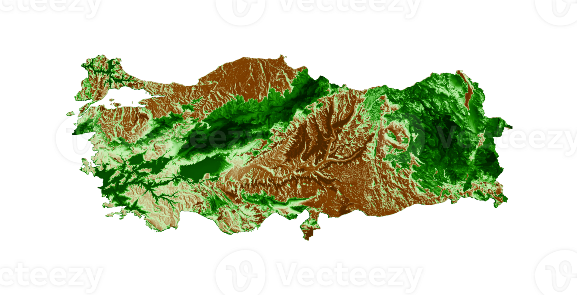 Turkey Topographic Map 3d realistic map Color 3d illustration png