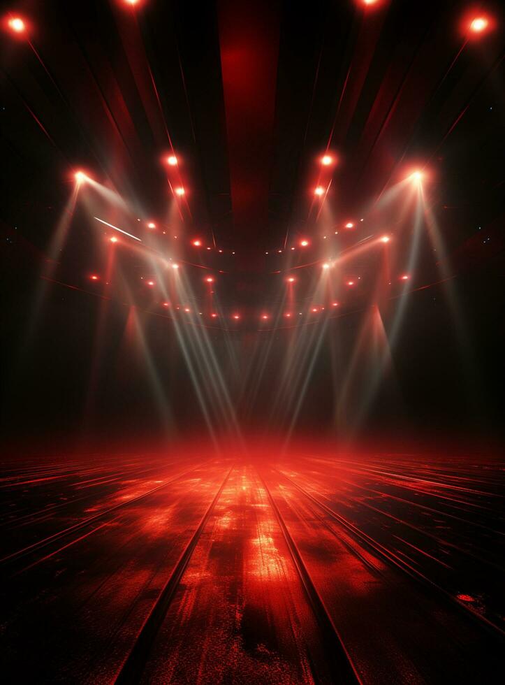 Ai Generative Backdrop Red Spotlights For Flyers, Banner and Backgrounds realistic image ultra hd high design photo