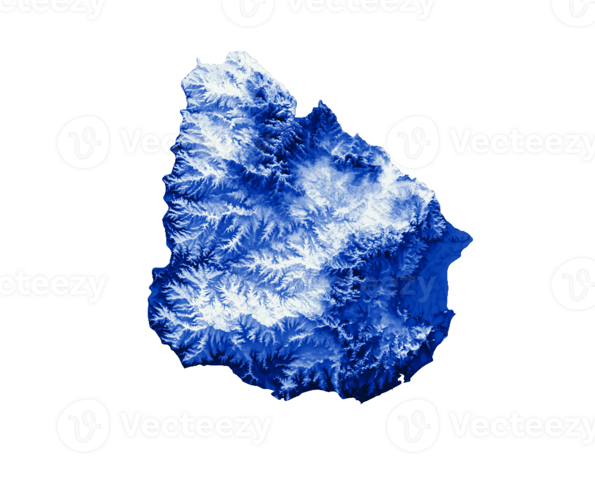 Uruguay map with the flag Colors Blue and Red Shaded relief map 3d illustration png