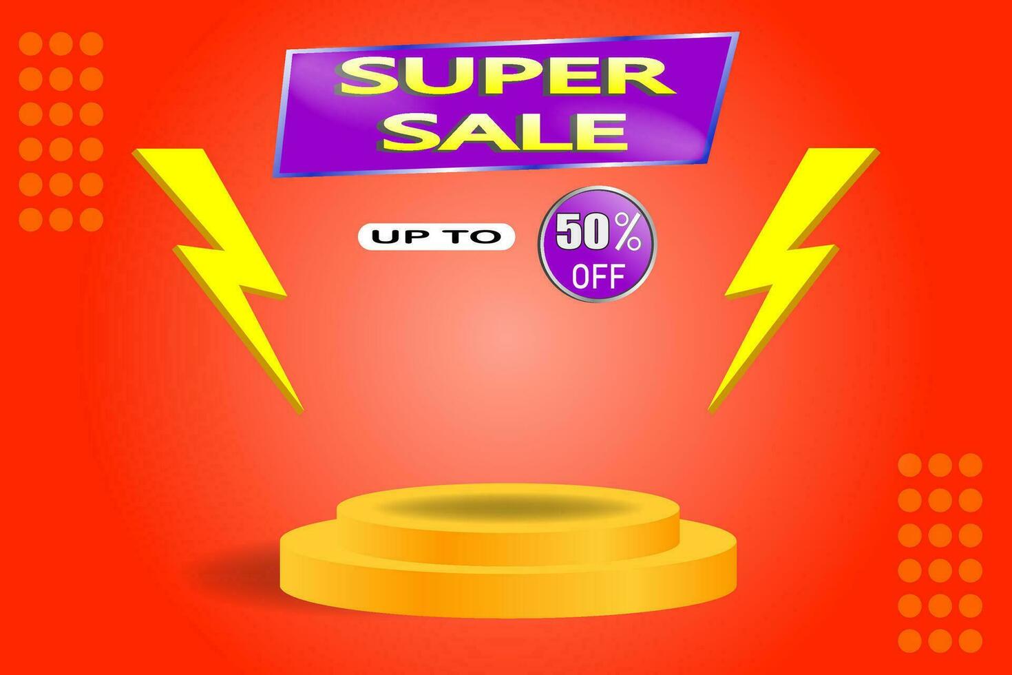 super sale banner with stage for social media and promotion. vector editable