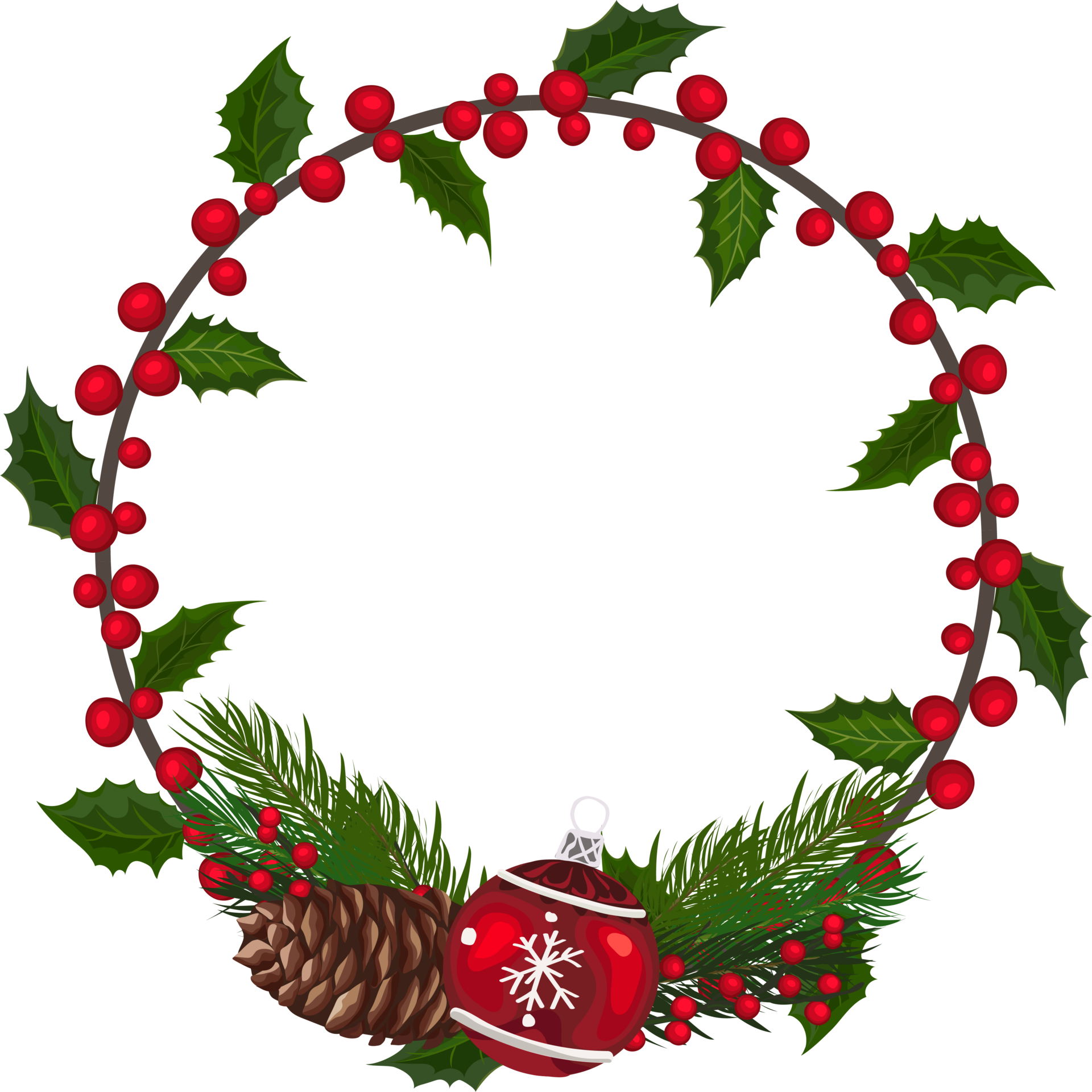 Christmas wreath illustration on transparent background. 32726689 PNG