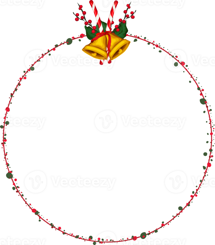 Christmas wreath illustration on transparent background. png