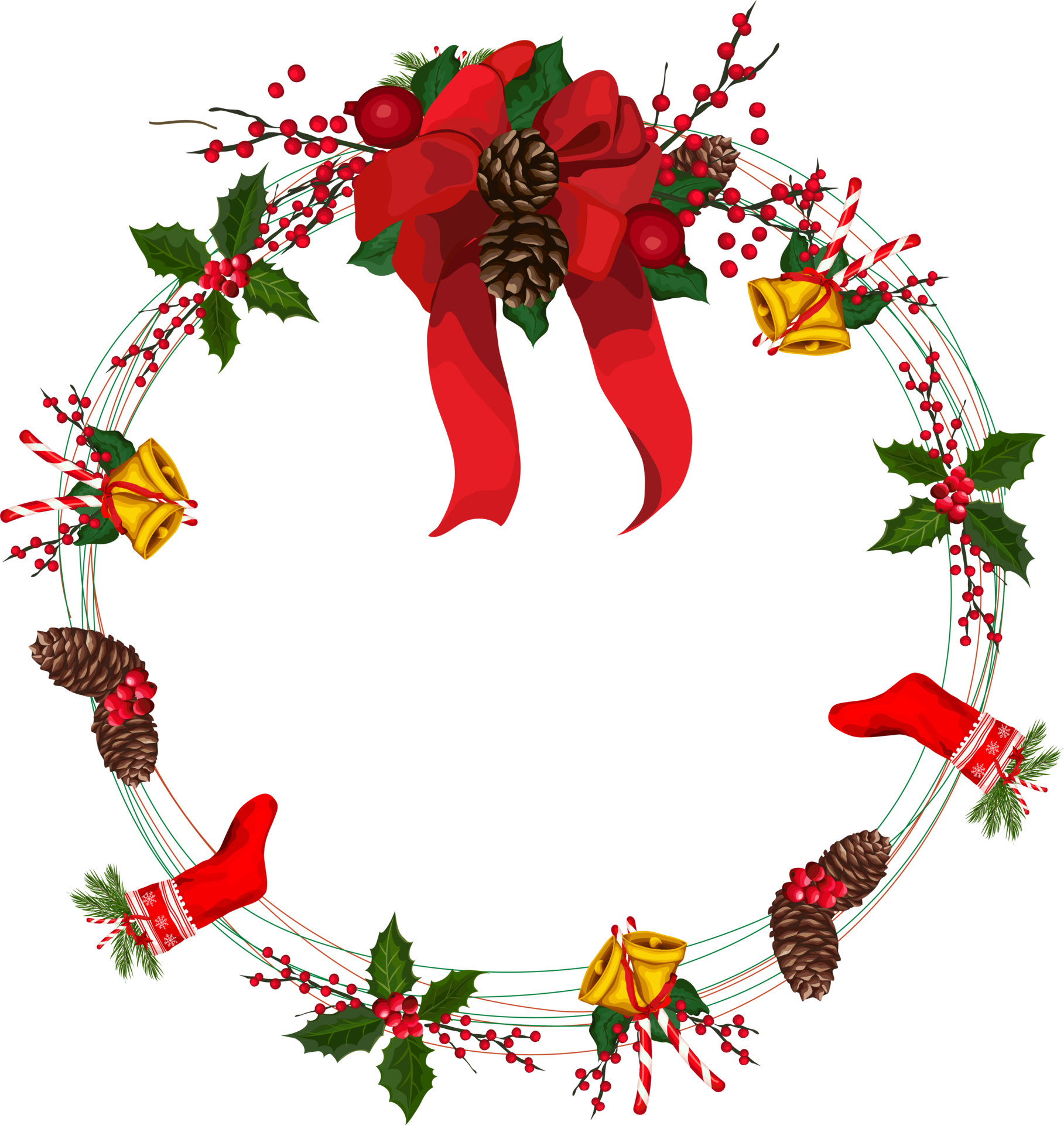 Christmas wreath illustration on transparent background. 32726774 PNG
