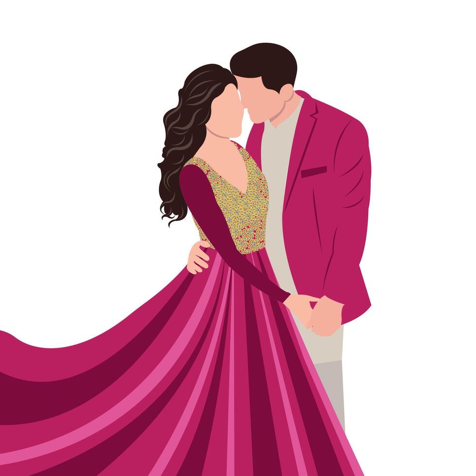 vector novia indio vestidos Boda ilustración incluso novia y novio para diferente funciones