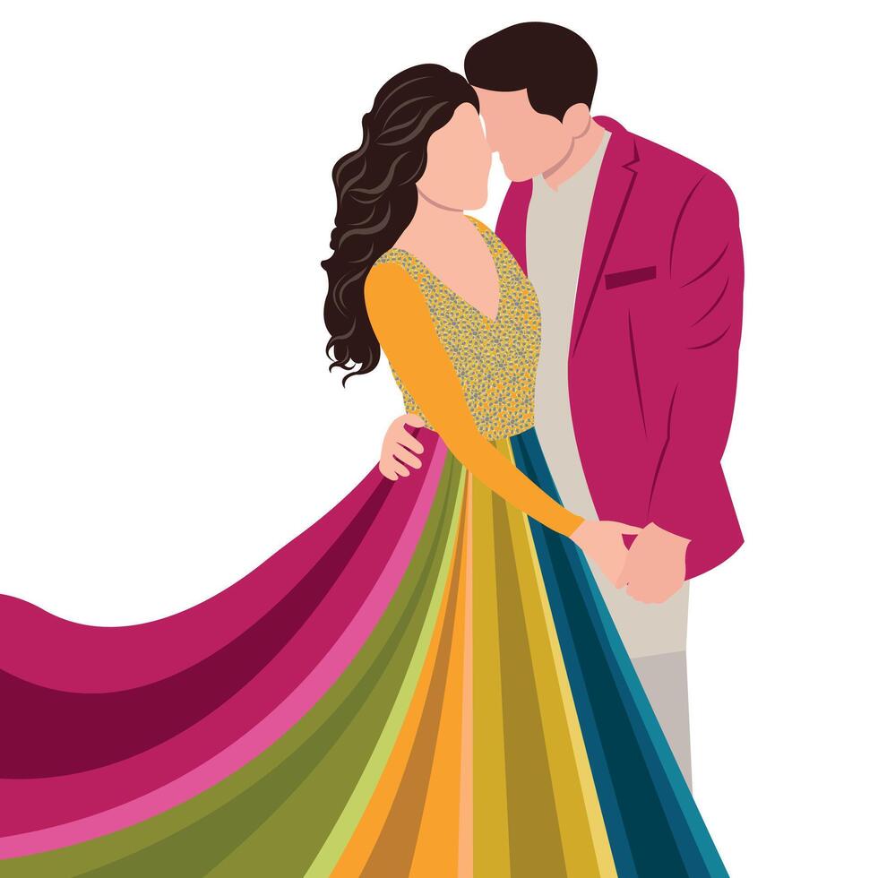 vector novia indio vestidos Boda ilustración incluso novia y novio para diferente funciones