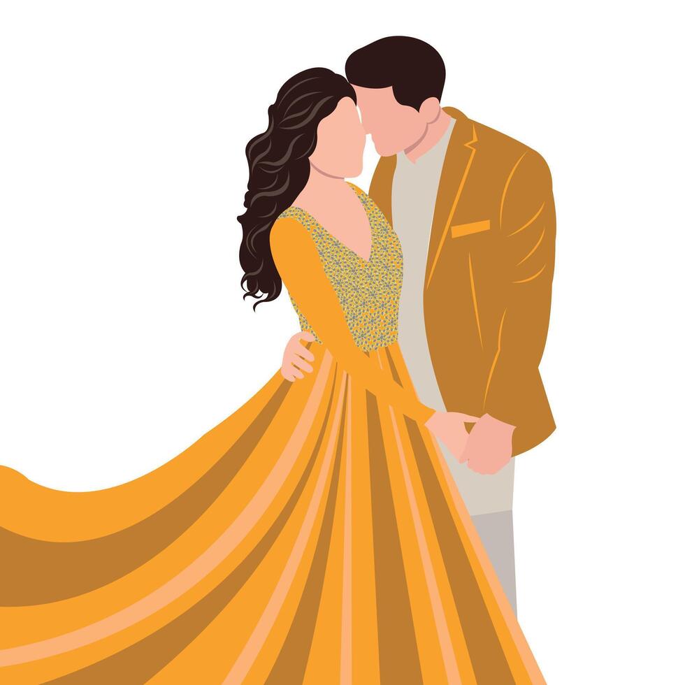 vector novia indio vestidos Boda ilustración incluso novia y novio para diferente funciones