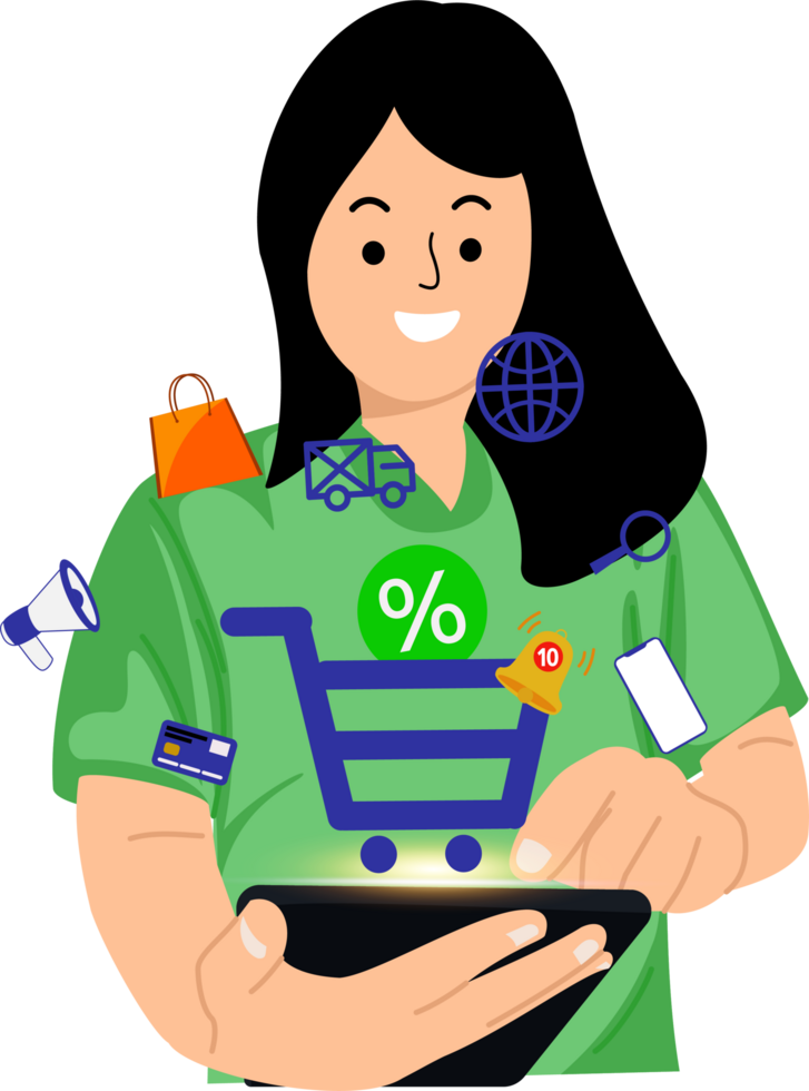 customer add products to cart while online shopping via smartphone on online store png