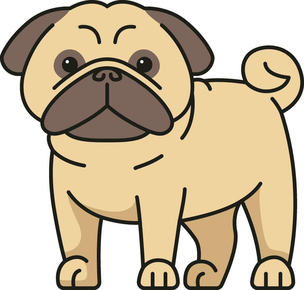 Cute pug dog. Vector illustration in cartoon flat style. 32727157