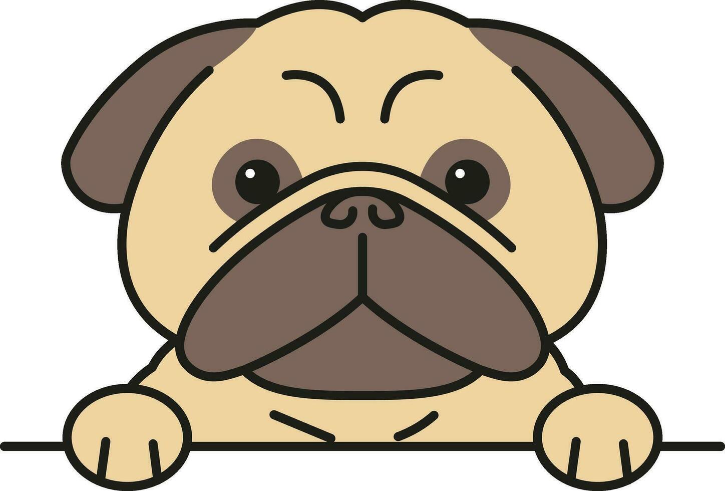 Cute pug dog. Vector illustration in flat cartoon style.