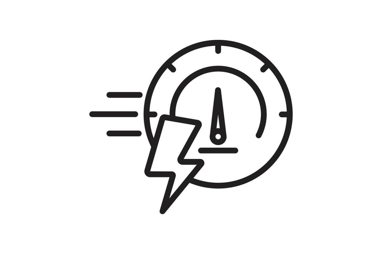 High speed icon. speedometer with lightning. icon related to speed. suitable for web site, app, user interfaces, printable etc. Line icon style. Simple vector design editable