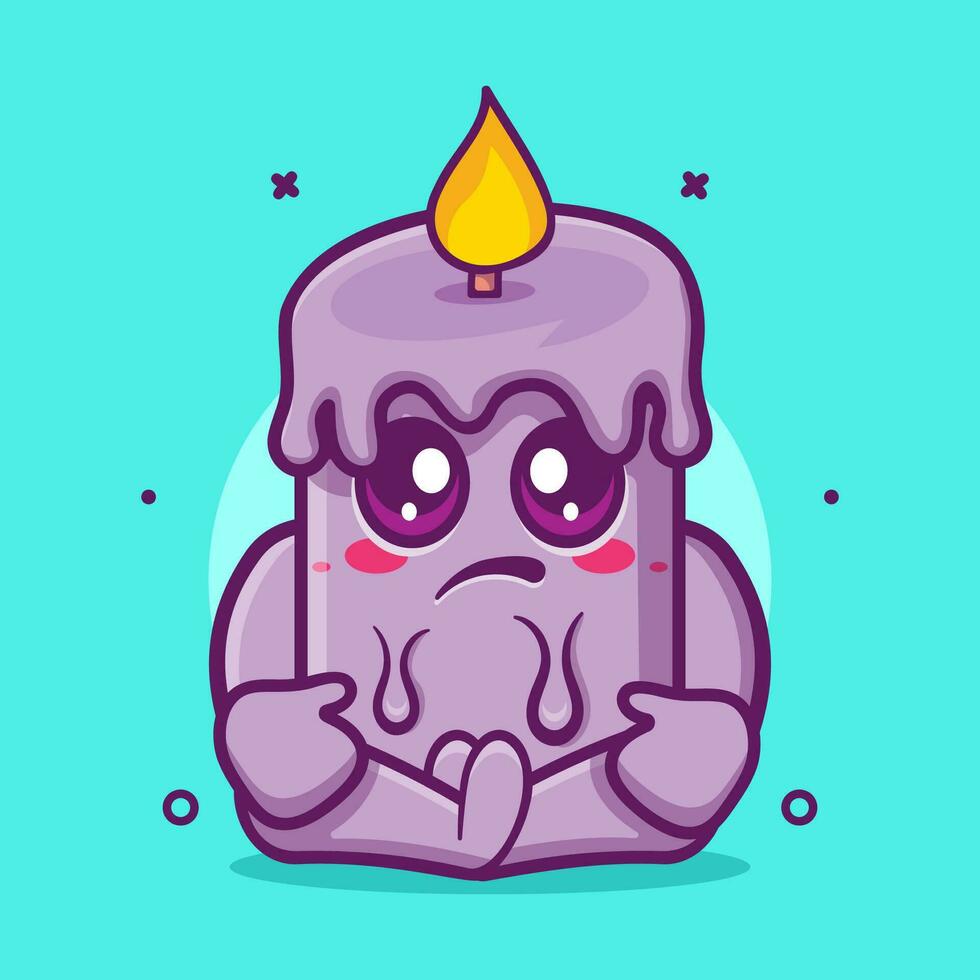 kawaii vela personaje mascota con triste expresión aislado dibujos animados en plano estilo diseño vector