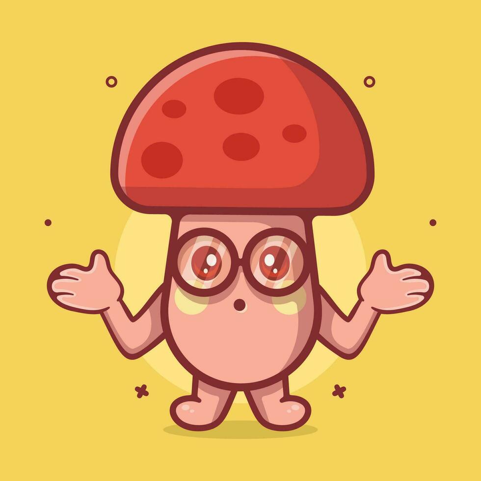 cute mushroom character mascot with confused gesture isolated cartoon in flat style design vector