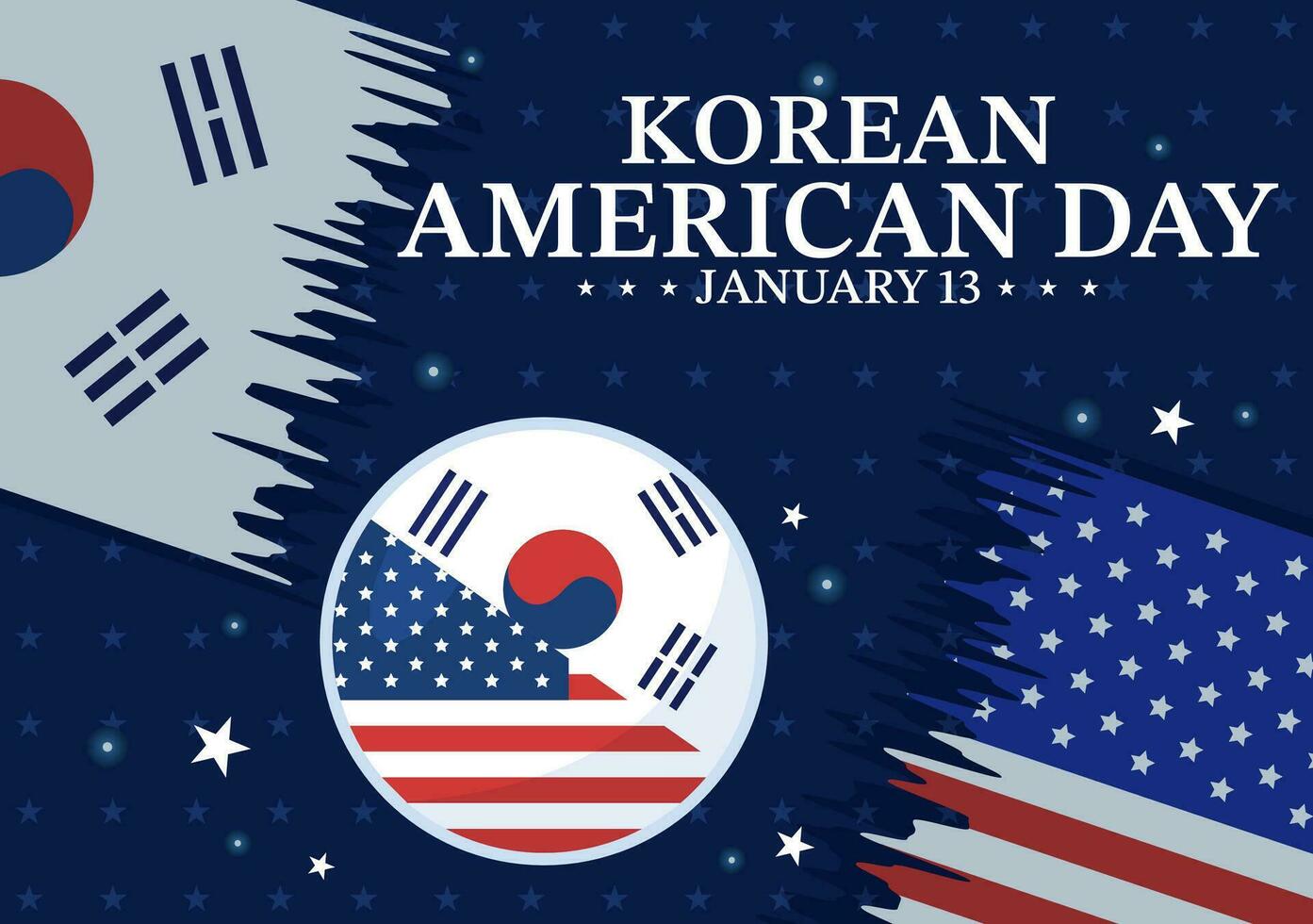 coreano americano día vector ilustración en enero 13 con Estados Unidos y sur coreano bandera a conmemorar república de Alianza en plano antecedentes diseño