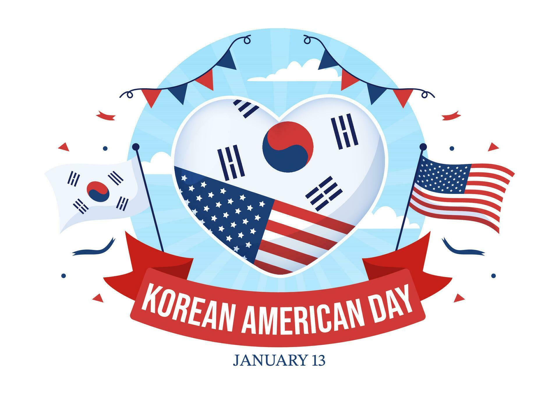 Korean American Day Vector Illustration on January 13 with USA and