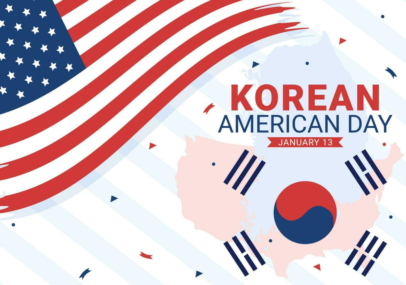 coreano americano día vector ilustración en enero 13 con Estados Unidos y sur coreano bandera a conmemorar república de Alianza en plano antecedentes diseño