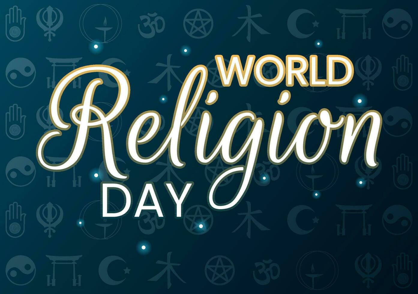 World Religion Day Vector Illustration on 17 January with Symbol Icons of Different Religions for Poster or Banner in Flat Cartoon Background