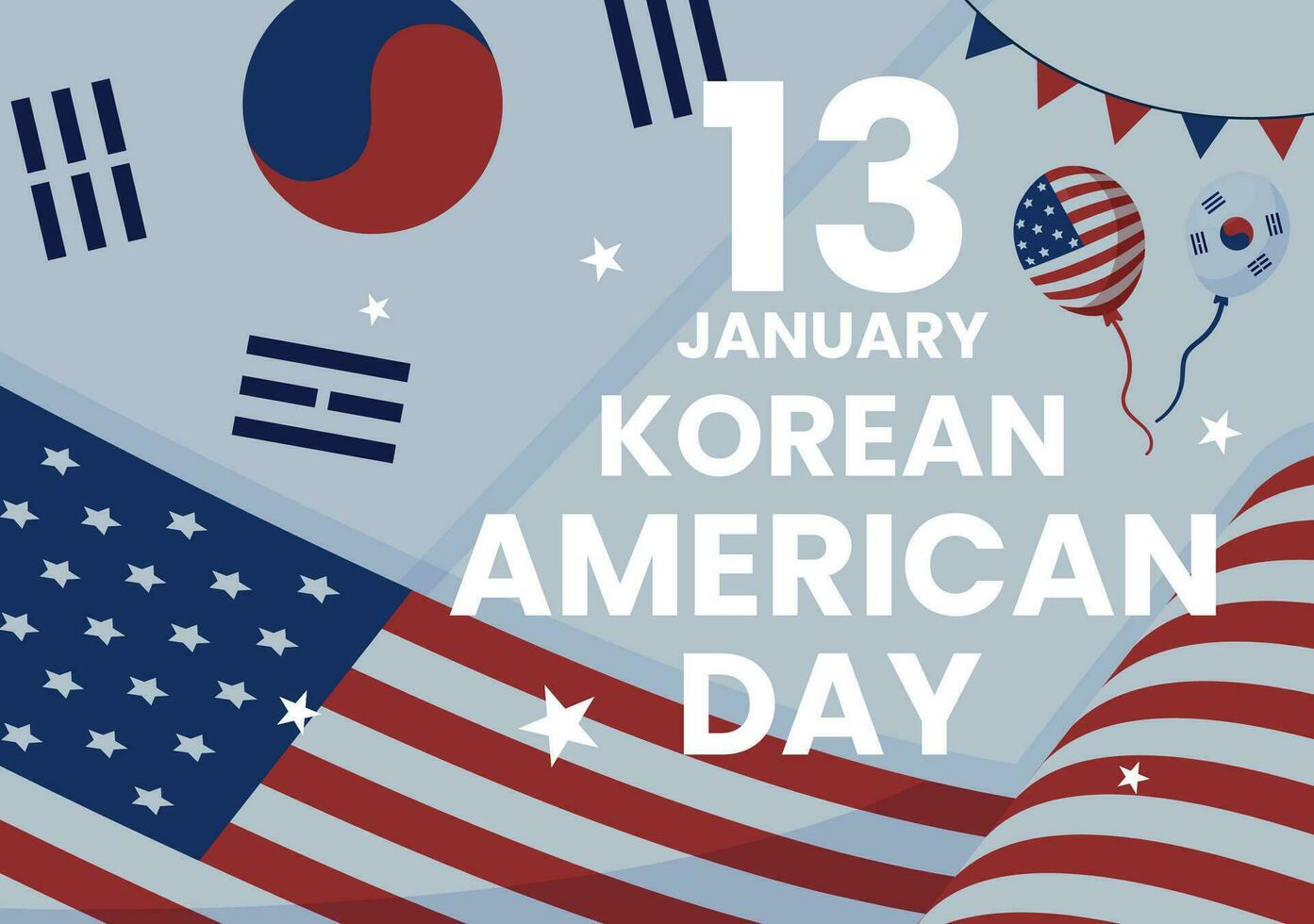 Korean American Day Vector Illustration on January 13 with USA and