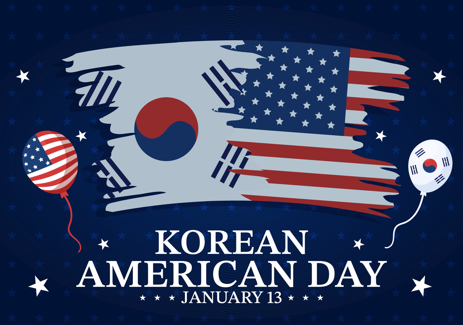 Korean American Day Vector Illustration on January 13 with USA and
