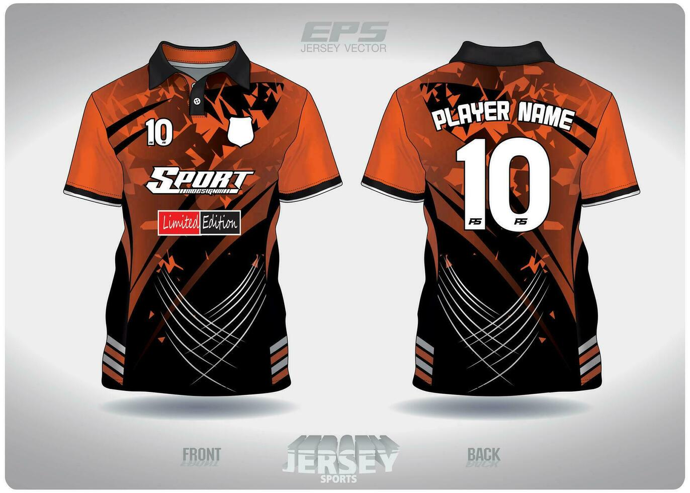 EPS jersey sports shirt vector.black and orange ninja pattern design