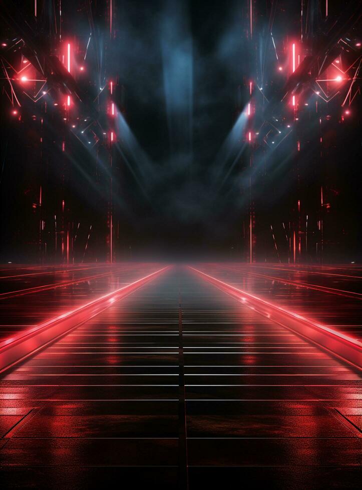 Ai Generative Backdrop Red Spotlights For Flyers, Banner and Backgrounds realistic image ultra hd high design photo